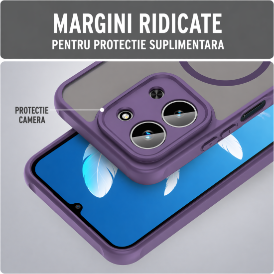 Husa Matte MagSafe pentru Xiaomi Redmi 15C [173MM], protectie completa, contur Mov