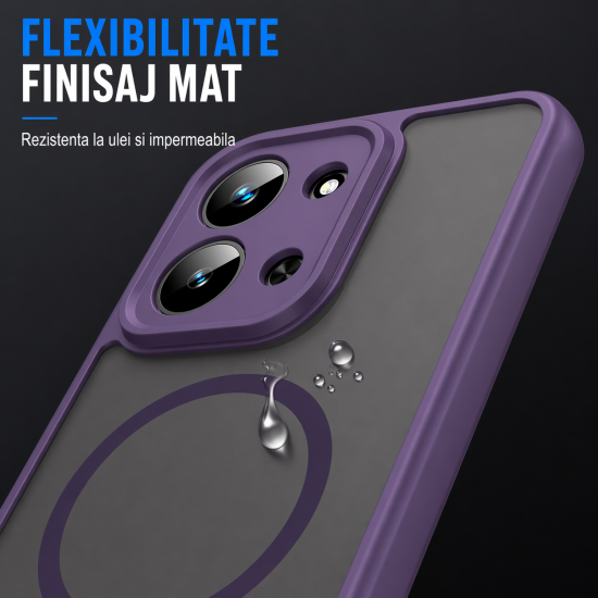Husa Matte MagSafe pentru Xiaomi Redmi 15C [173MM], protectie completa, contur Mov