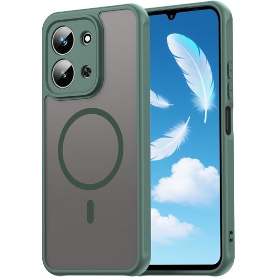 Husa Matte MagSafe pentru Xiaomi Redmi 15C [173MM], protectie completa, contur Verde