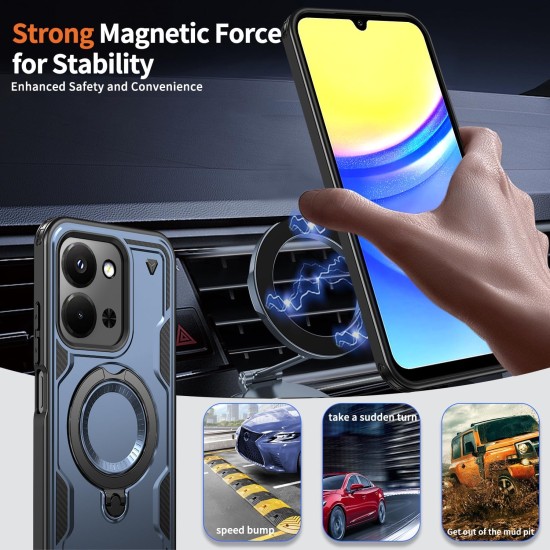 Husa military armour cu inel metalic, ALC MOBILE, compatibila cu Xiaomi Redmi 15C, Albastru