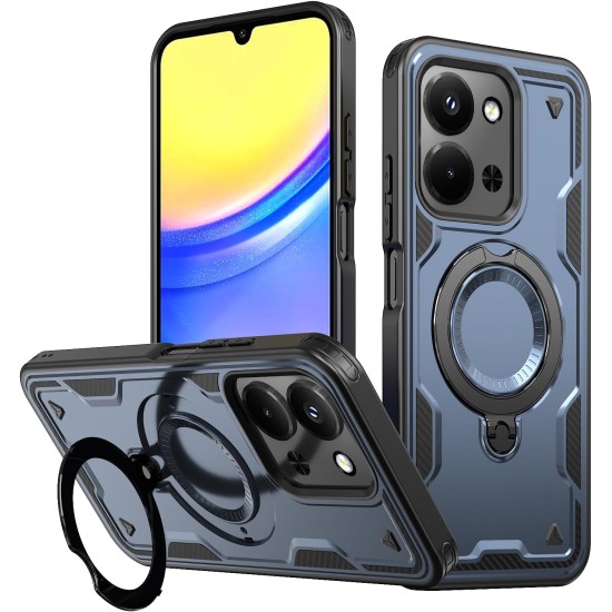 Husa military armour cu inel metalic, ALC MOBILE, compatibila cu Xiaomi Redmi 15C, Albastru