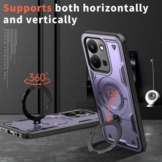 Husa military armour cu inel metalic, ALC MOBILE, compatibila cu Xiaomi Redmi 15C, Mov