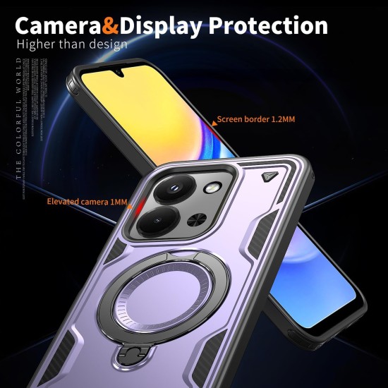 Husa military armour cu inel metalic, ALC MOBILE, compatibila cu Xiaomi Redmi 15C, Mov