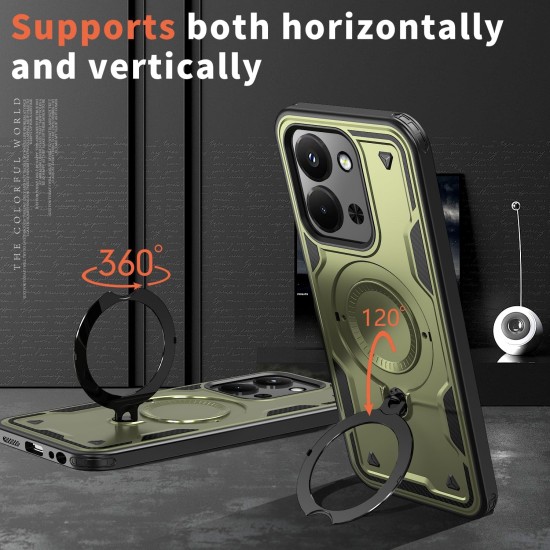 Husa military armour cu inel metalic, ALC MOBILE, compatibila cu Xiaomi Redmi 15C, Verde