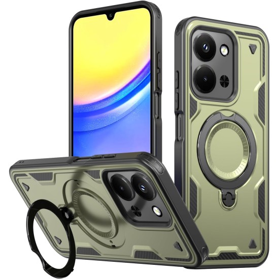 Husa military armour cu inel metalic, ALC MOBILE, compatibila cu Xiaomi Redmi 15C, Verde