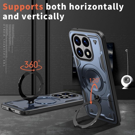 Husa military armour cu inel metalic, ALC MOBILE, compatibila cu Xiaomi Redmi 15T, Albastru