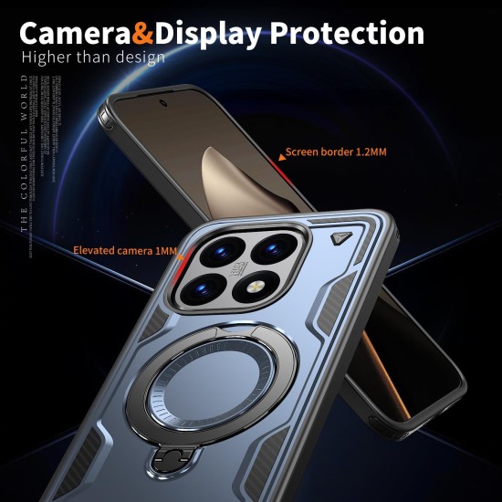 Husa military armour cu inel metalic, ALC MOBILE, compatibila cu Xiaomi Redmi 15T, Albastru