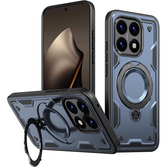 Husa military armour cu inel metalic, ALC MOBILE, compatibila cu Xiaomi Redmi 15T, Albastru