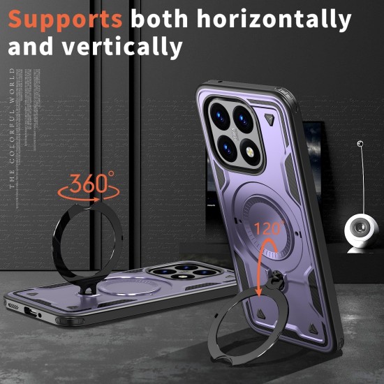 Husa military armour cu inel metalic, ALC MOBILE, compatibila cu Xiaomi Redmi 15T, Mov