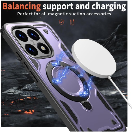 Husa military armour cu inel metalic, ALC MOBILE, compatibila cu Xiaomi Redmi 15T, Mov