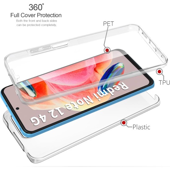 Husa 360 compatibila cu Xiaomi Redmi Note 12 4G - V2 Transparent fata si spate