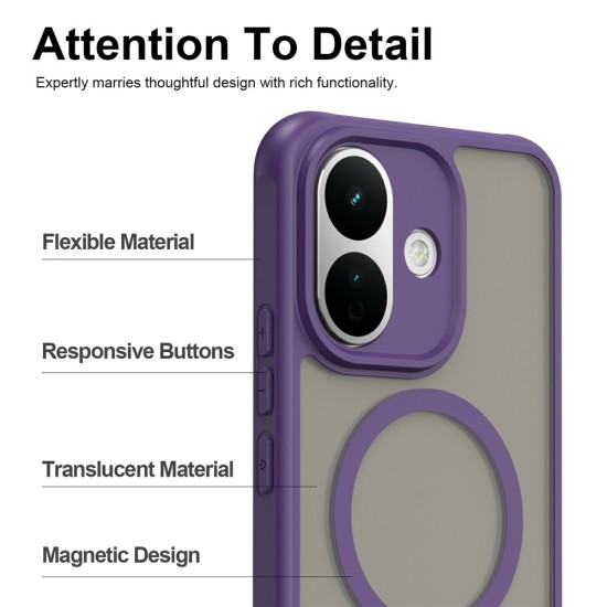 Husa pentru Xiaomi Redmi Note 17, Matte, compatibila cu MagSafe, Protectie 360, Anti-Soc, Mov