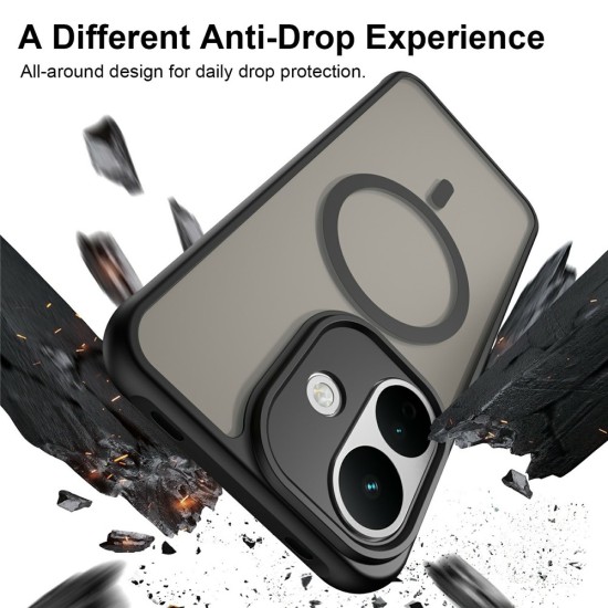 Husa pentru Xiaomi Redmi Note 17, Matte, compatibila cu MagSafe, Protectie 360, Anti-Soc, Negru