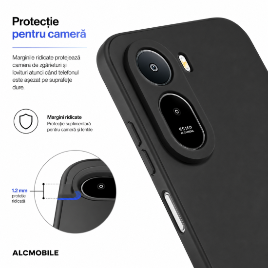 Husa Soft Touch, slim, ALC Mobile, anti soc, compatibila cu Xiaomi Redmi A7 Pro, Negru Tpu